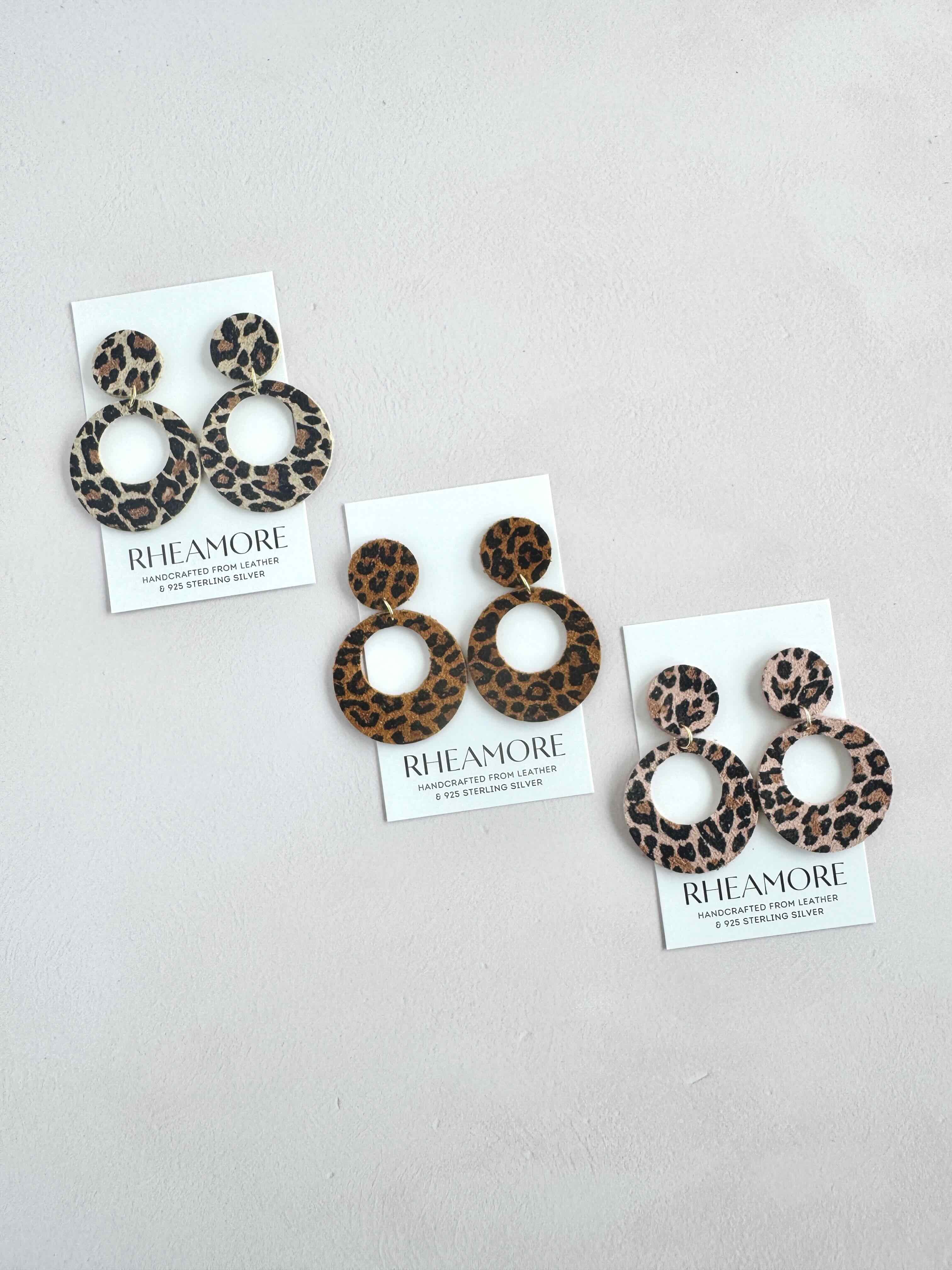 Leopard Circle Dangle Earrings