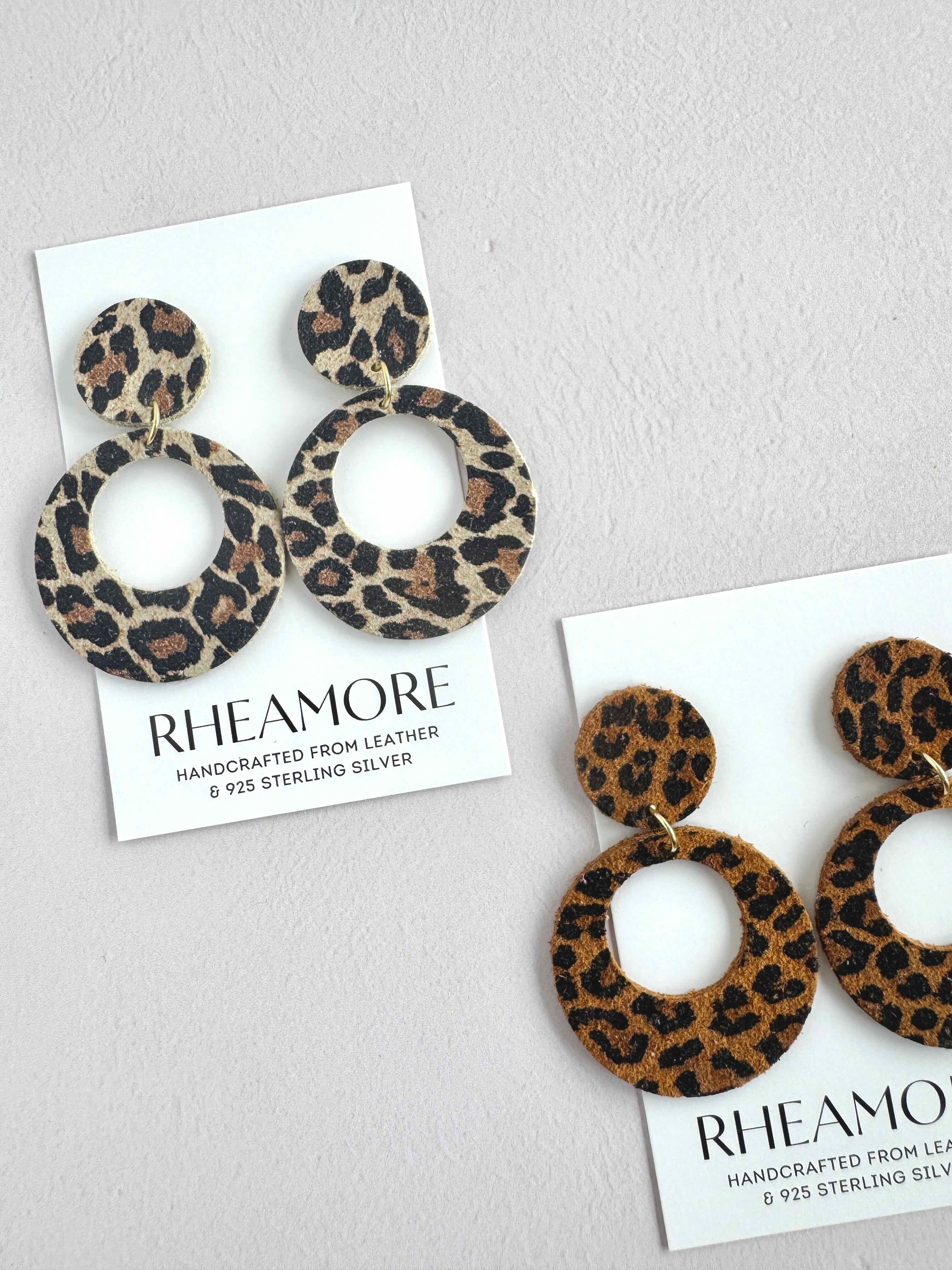 Leopard Circle Dangle Earrings