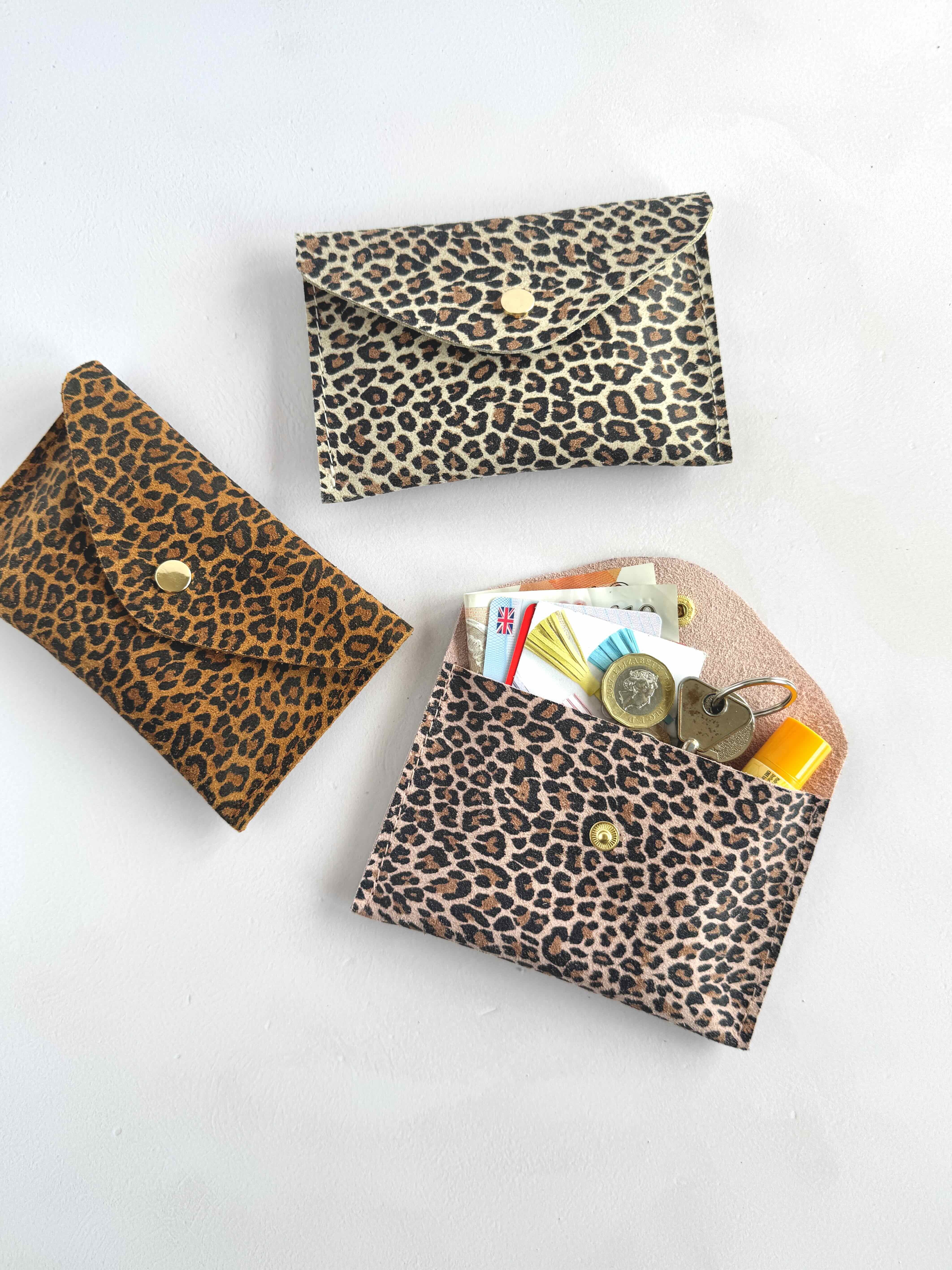 Leopard Print Envelope Leather Purse