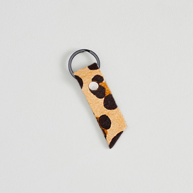 Leopard Print Leather Keyring