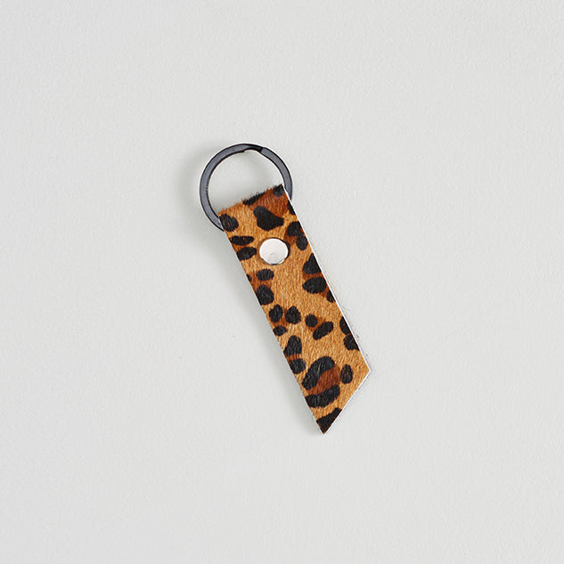 Leopard Print Leather Keyring