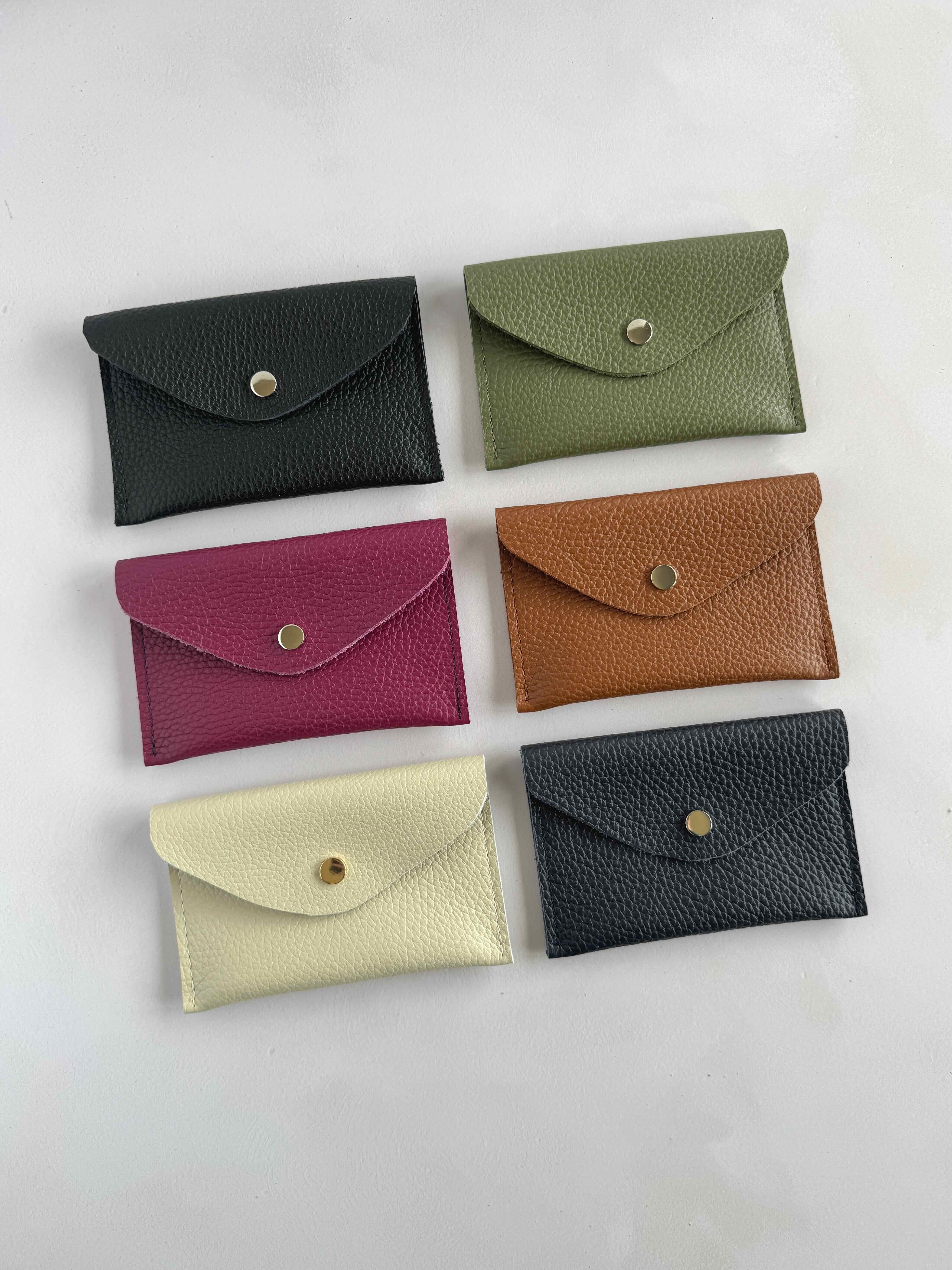 Black, Tan, Khaki & Gold Envelope Leather Purse