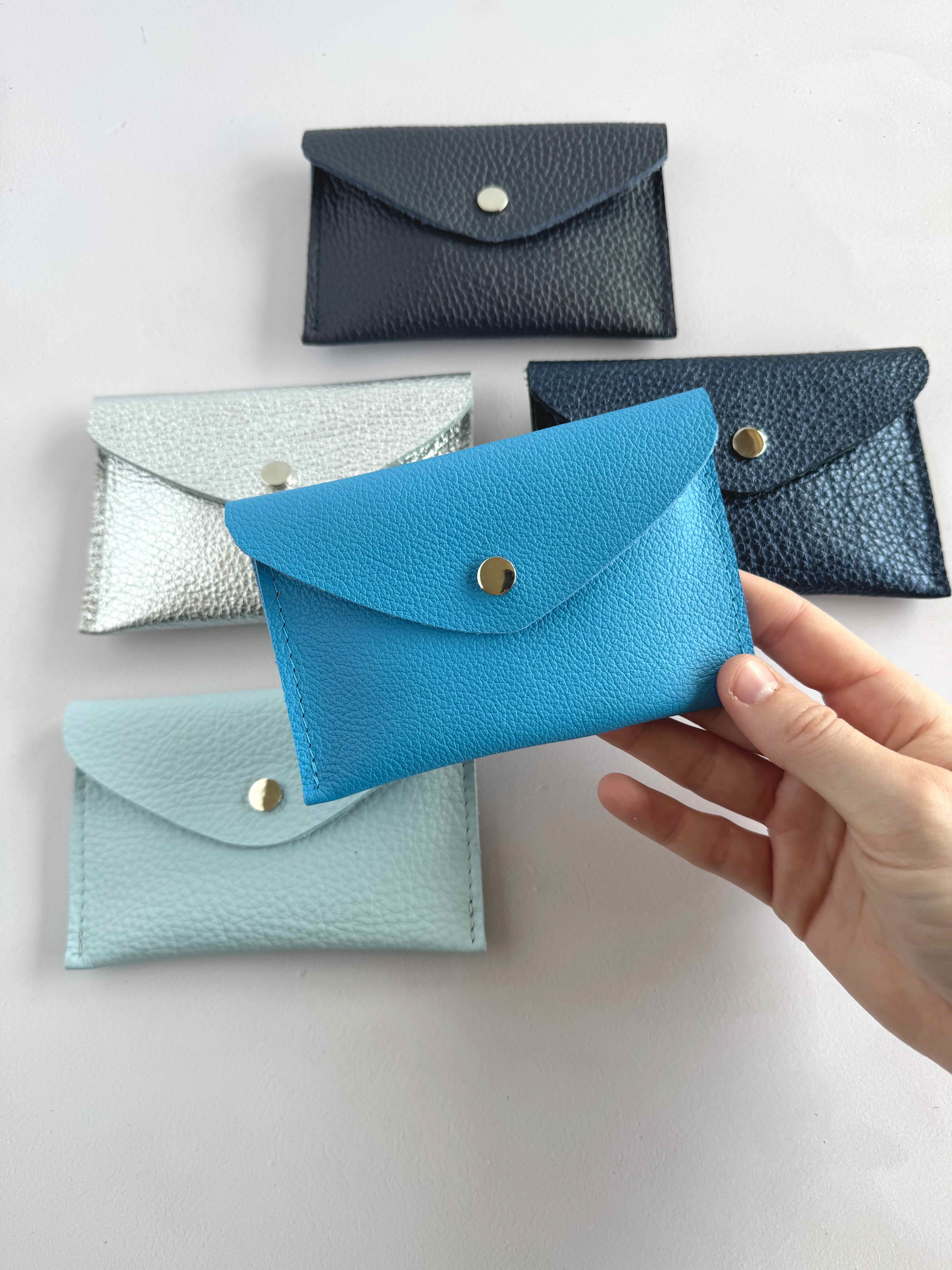 Blue Leather Envelope Purse