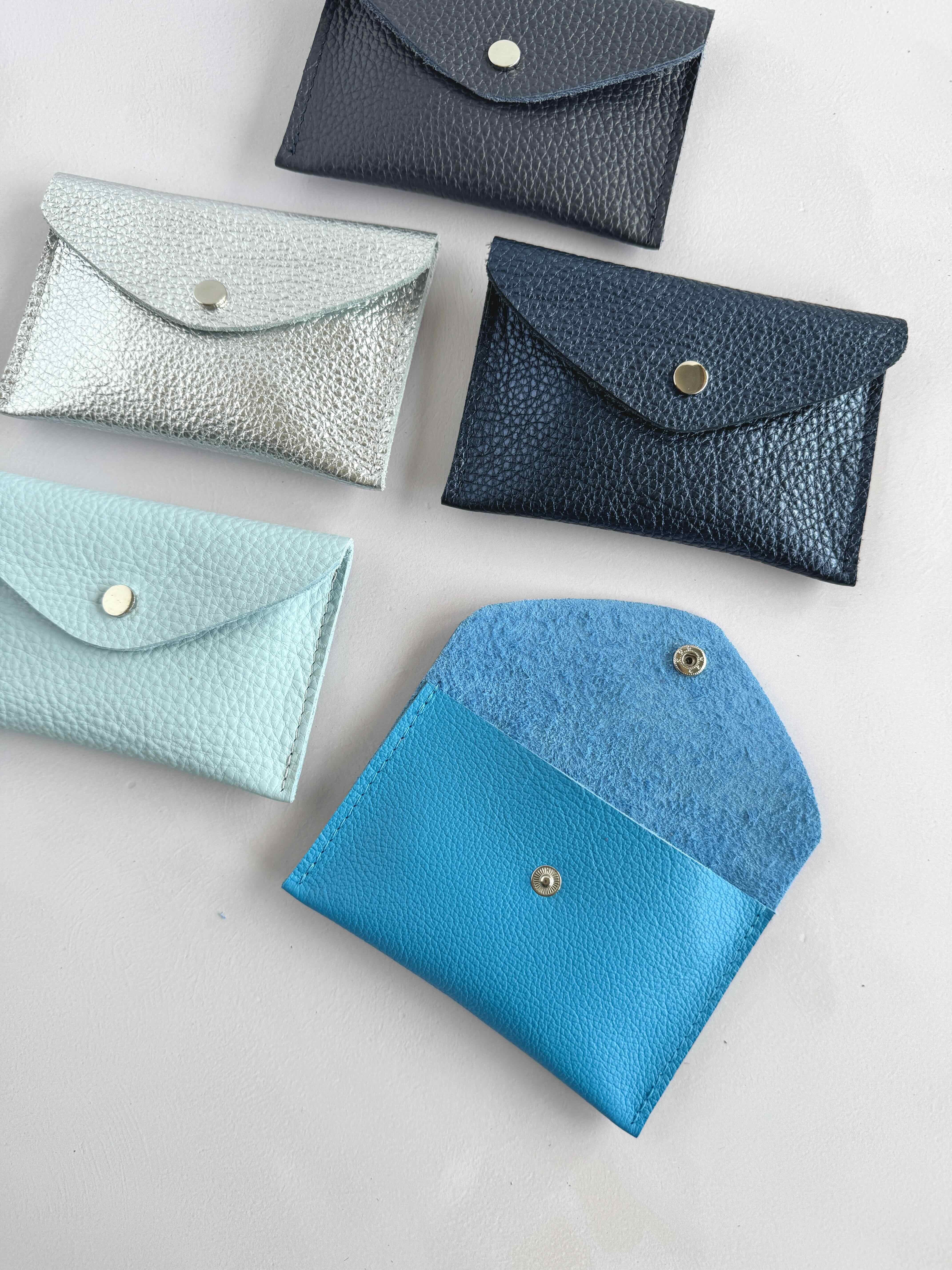Blue Leather Envelope Purse