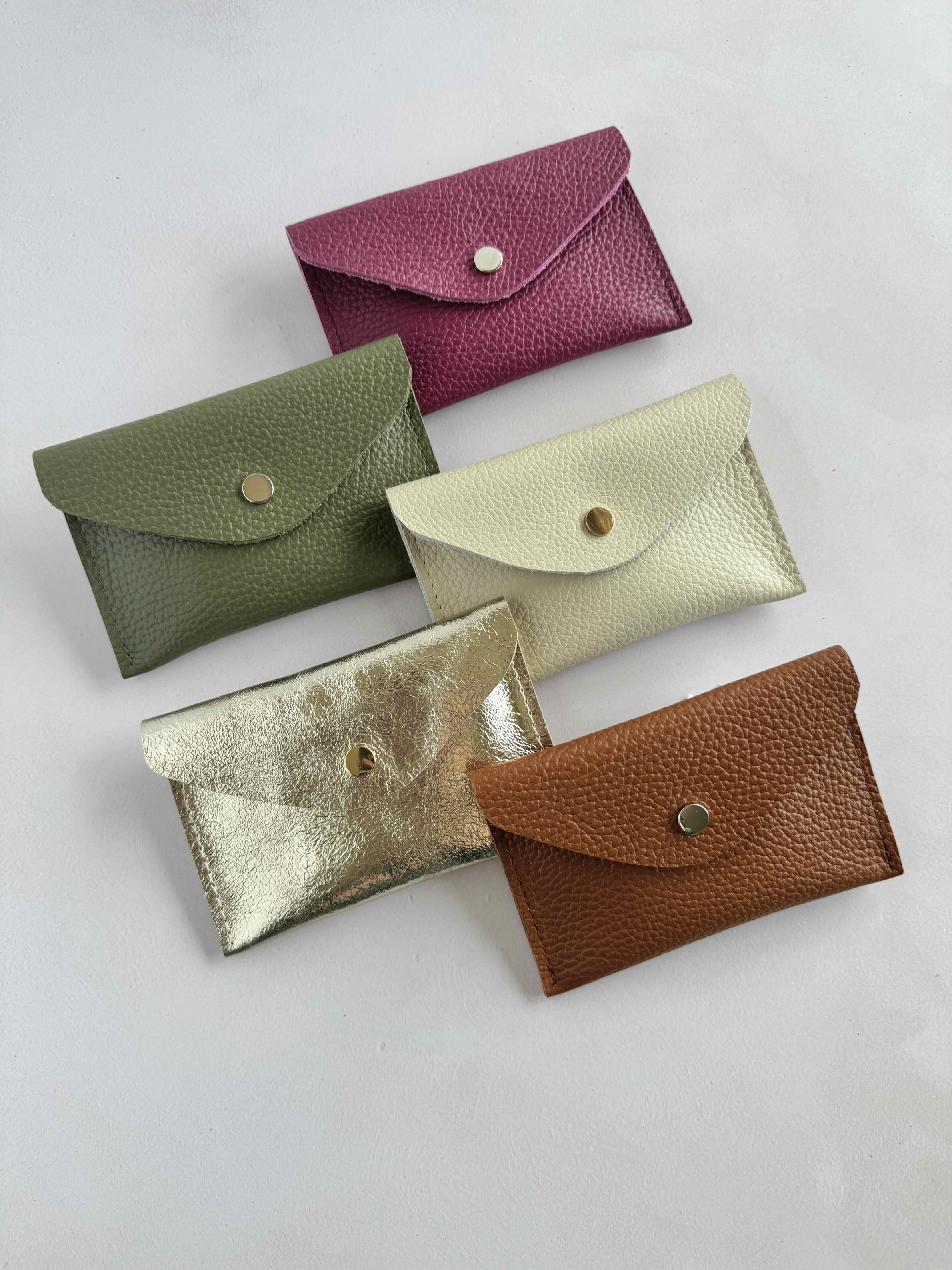 Black, Tan, Khaki & Gold Envelope Leather Purse
