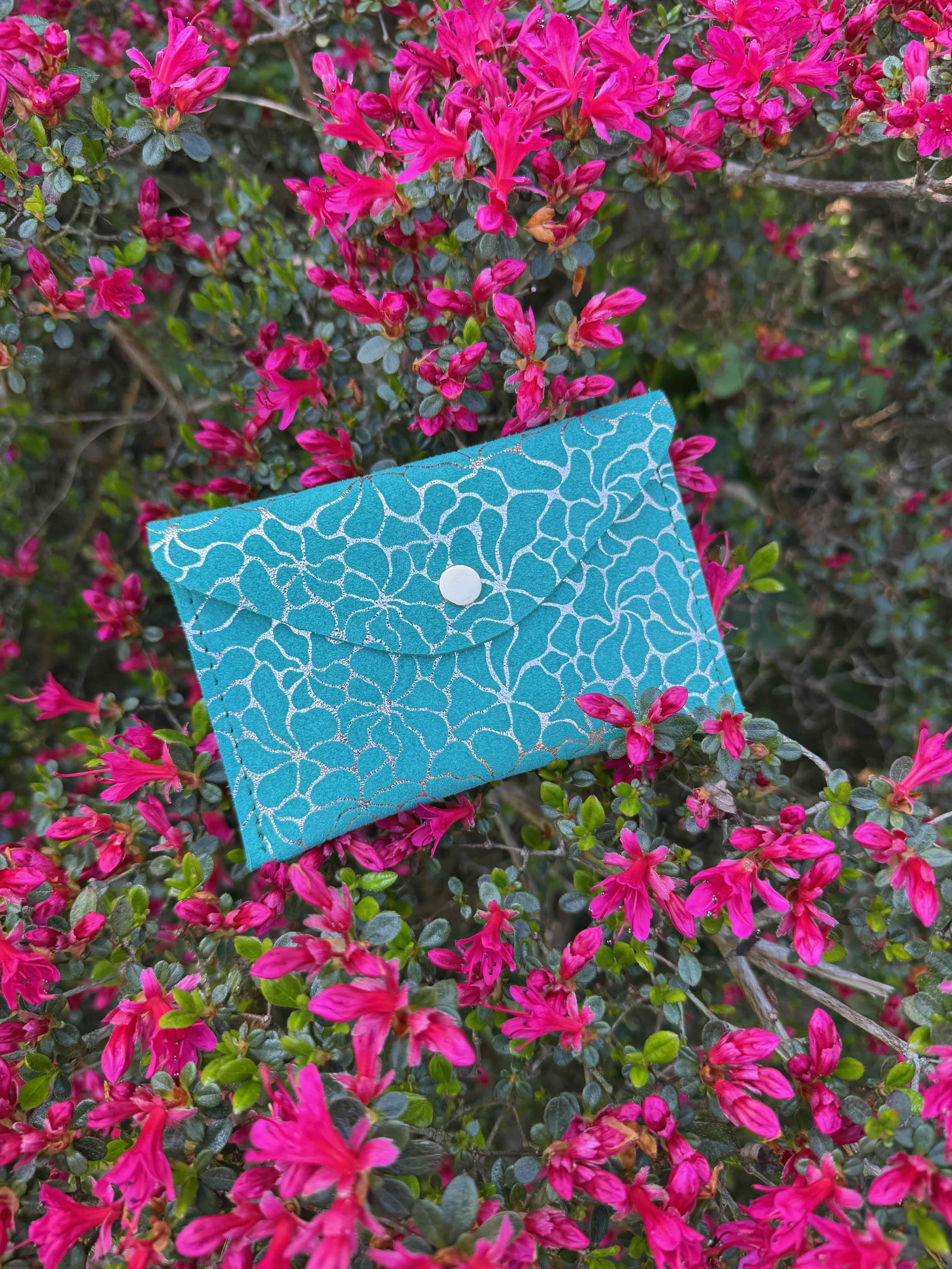 Floral Suede Envelope Leather Purse