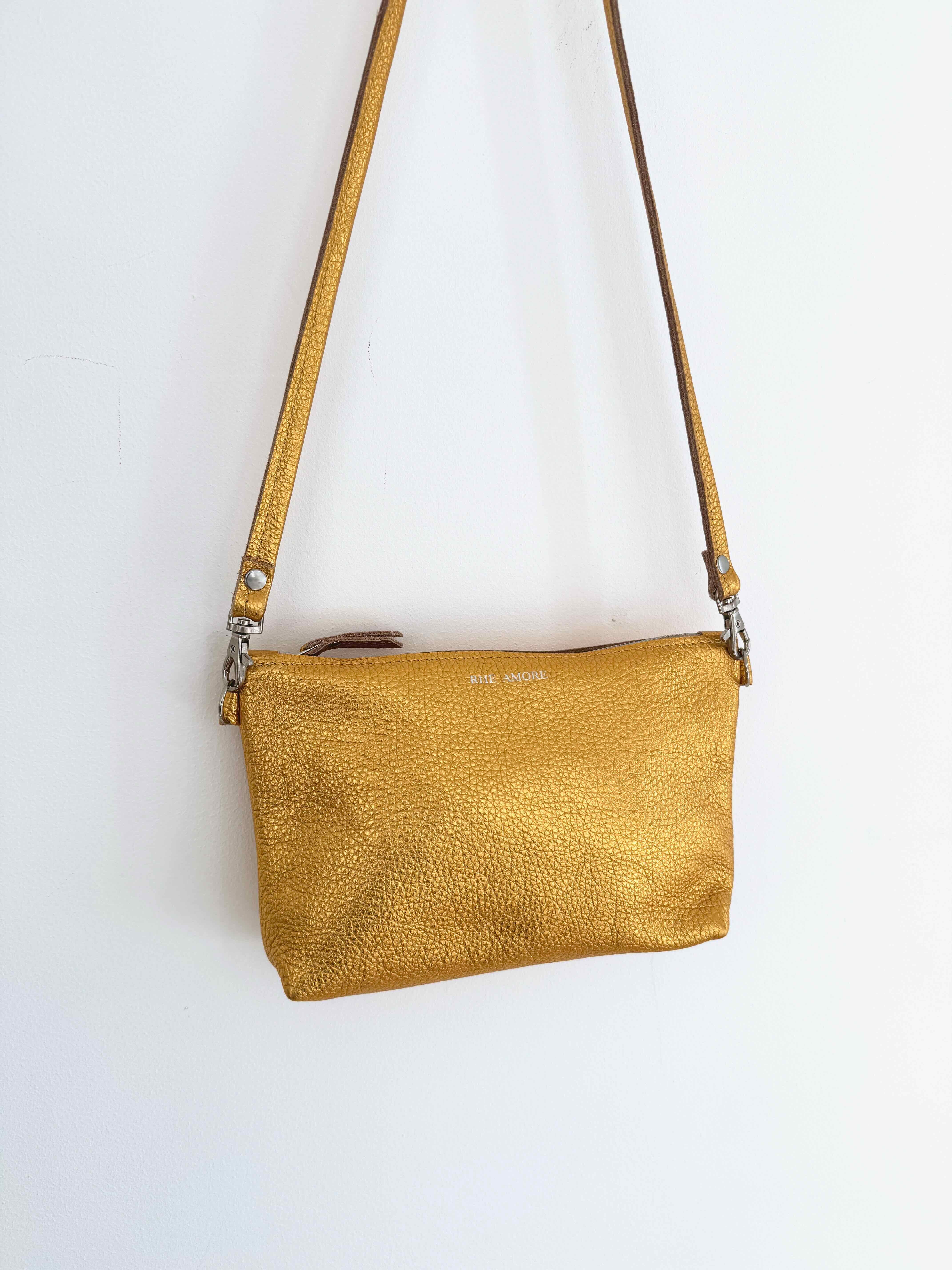 Last Chance Product  - Golden Leather Crossbody Bag