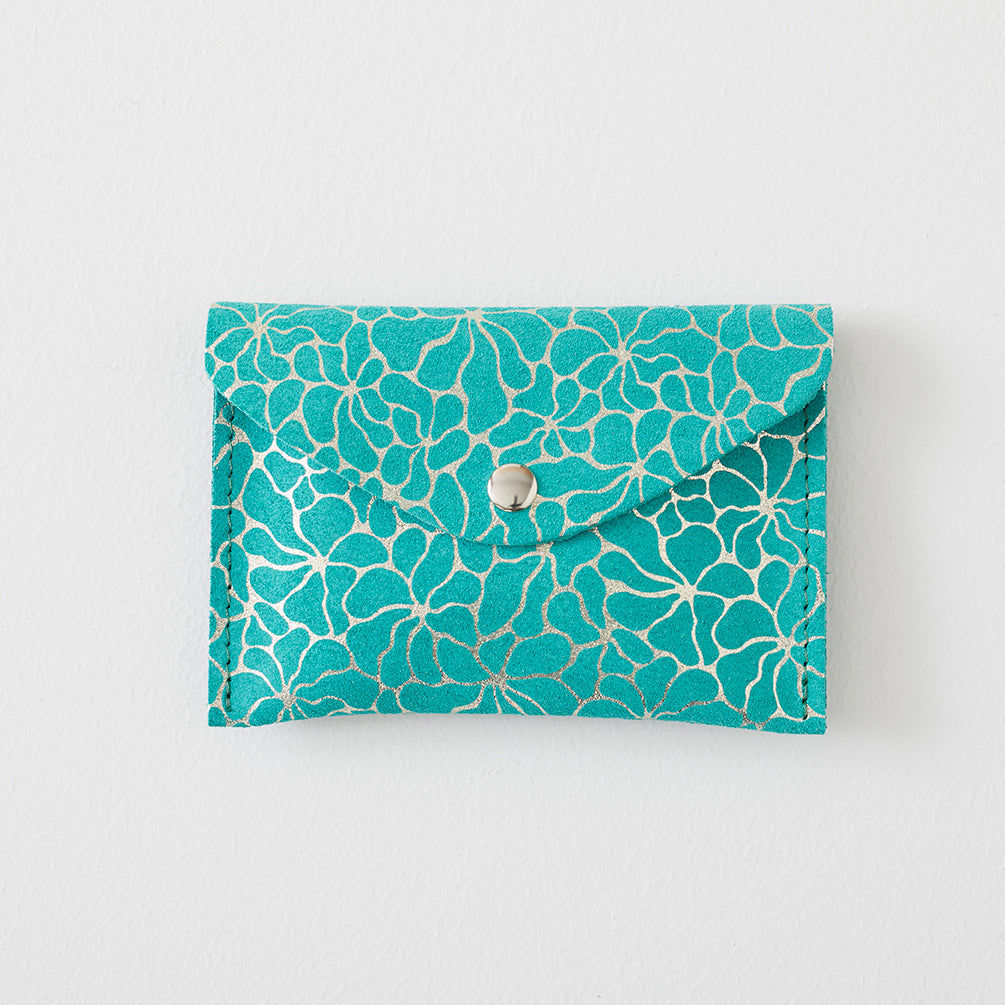 Floral Suede Envelope Leather Purse