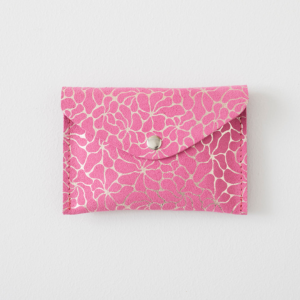 Floral Suede Envelope Leather Purse